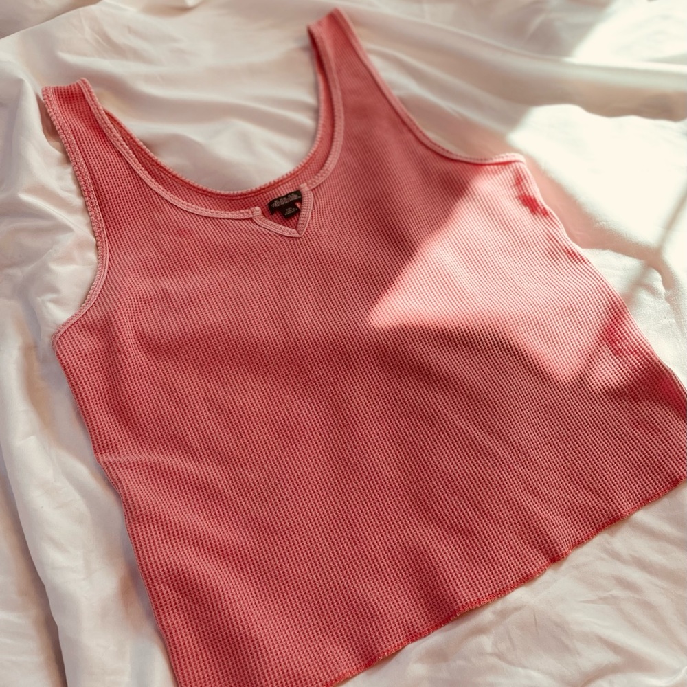 Pink Waffle Knit Tank Top